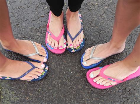 bare feet in flip flops.